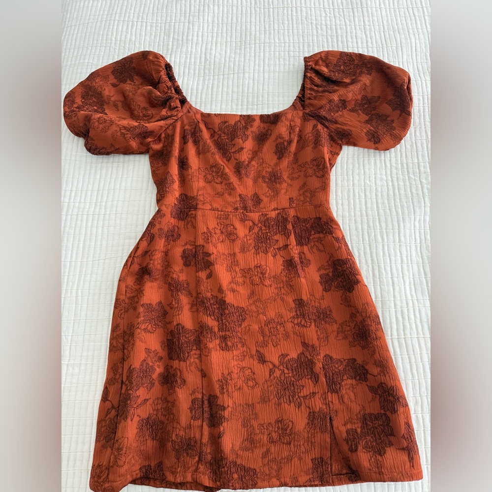 Altar'd State Rust Orange Textured Mini Dress
